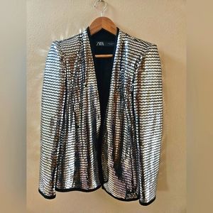 ZARA BLAZER Mirror Triangle Sequence -Stunning Statement Piece-Rare Find